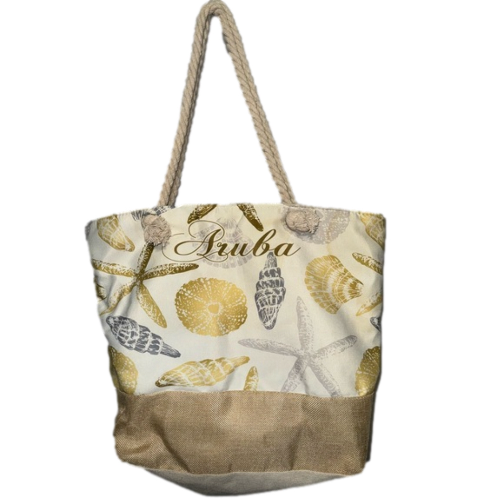 Aruba Canvas Bag, Sea Shell, Tote, Shoulder Bag, rope Straps, Large